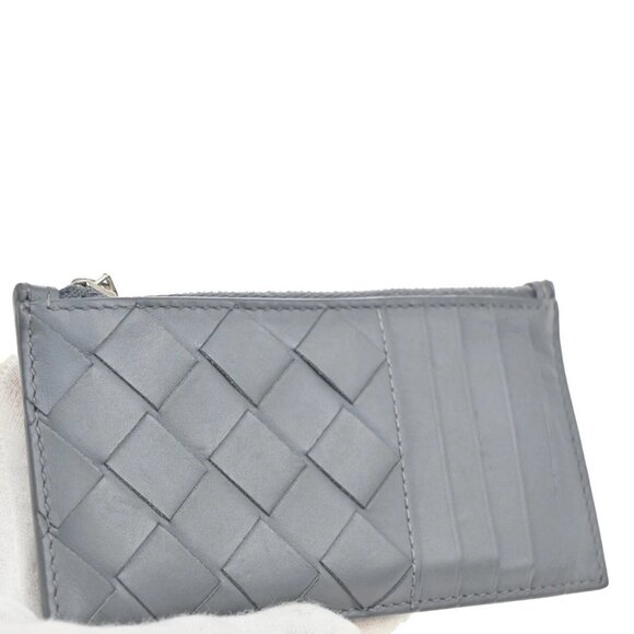 BOTTEGA VENETA Logo Intrecciato Card Coin Case Wallet Leather Gray SHW 61EF012 - Picture 9 of 13